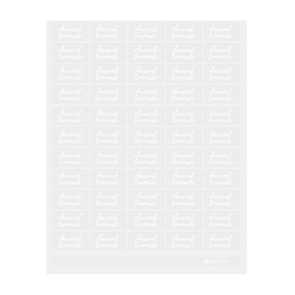 restaurantware Label Tek Plastic Charcoal Lemonade - Clear with White Font Water-Resistant - 2" x 1" - 100 count box