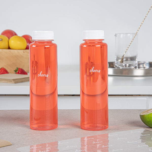 Restaurantware Label Tek Plastic Cheers Label - Clear With White Font Water-Resistant - 2" X 1" - 100 Count Box