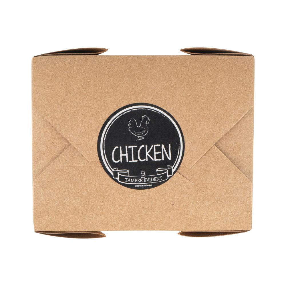 restaurantware Label Tek Plastic Chicken Label - Black with White Font Tamper-Evident - 2" x 2" - 500 count box