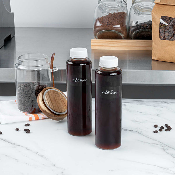 Restaurantware Label Tek Plastic Cold Brew Label - Clear With White Font Water-Resistant - 2" X 1" - 100 Count Box