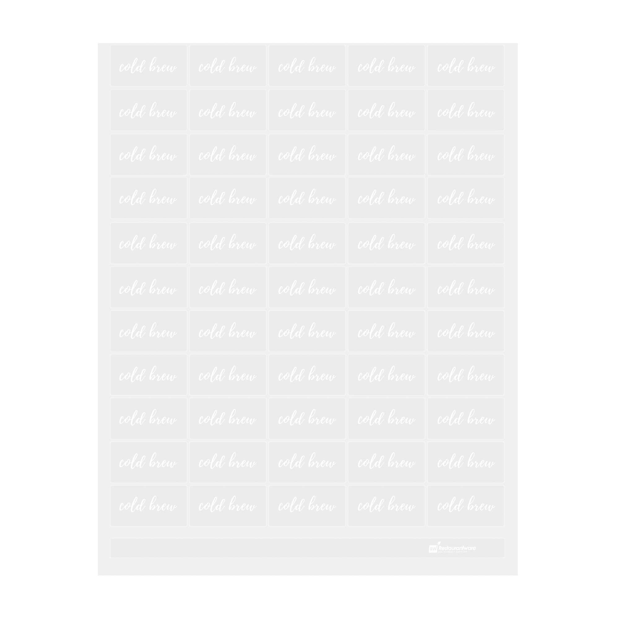 restaurantware Label Tek Plastic Cold Brew Label - Clear with White Font Water-Resistant - 2" x 1" - 100 count box