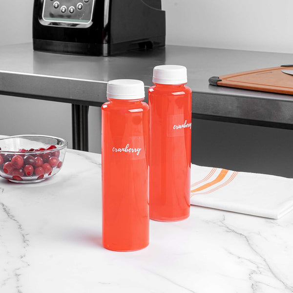 Restaurantware Label Tek Plastic Cranberry Label - Clear With White Font Water-Resistant - 2" X 1" - 100 Count Box