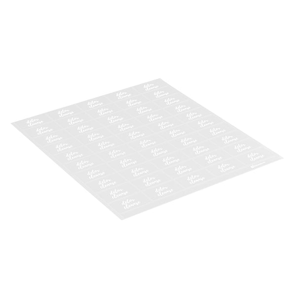 Restaurantware Label Tek Plastic Detox Cleanse Label - Clear With White Font Water-Resistant - 2" X 1" - 100 Count Box