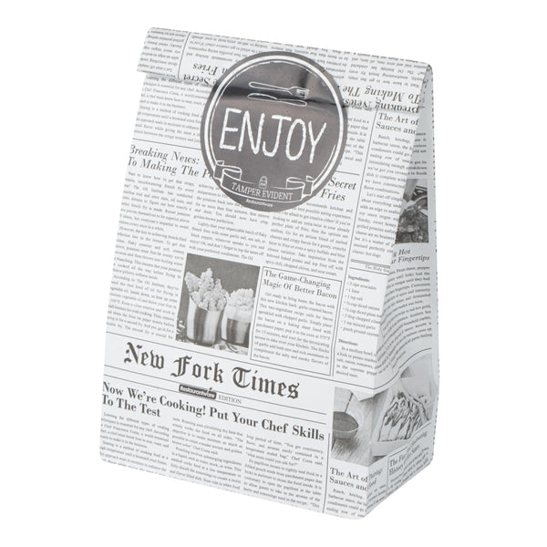 Restaurantware Label Tek Plastic Enjoy Label - Black With White Font Tamper-Evident - 2" X 2" - 500 Count Box