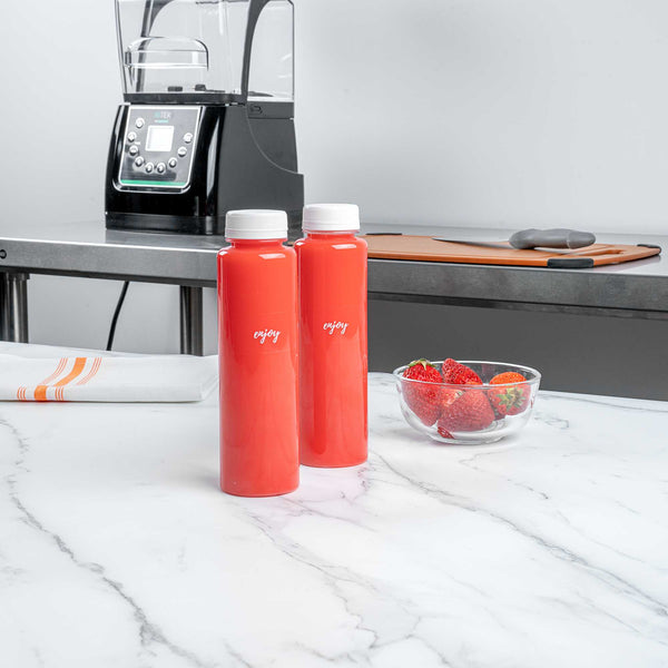 Restaurantware Label Tek Plastic Enjoy Label - Clear With White Font Water-Resistant - 2" X 1" - 100 Count Box