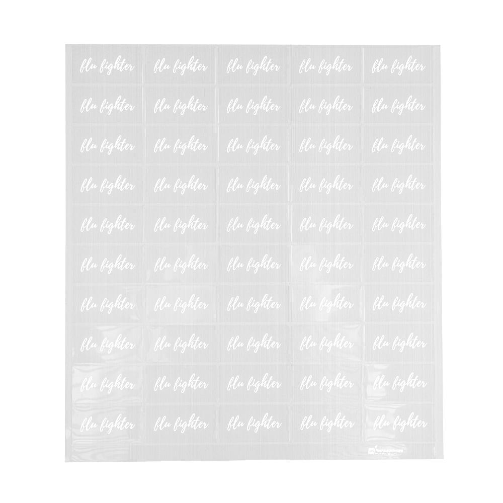 restaurantware Label Tek Plastic Flu Fighter Label - Clear with White Font Water-Resistant - 2" x 1" - 100 count box