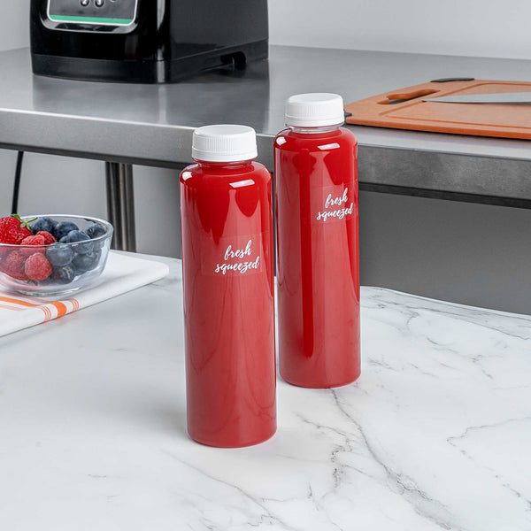 Restaurantware Label Tek Plastic Fresh Squeezed Label - Clear With White Font Water-Resistant - 2" X 1" - 100 Count Box