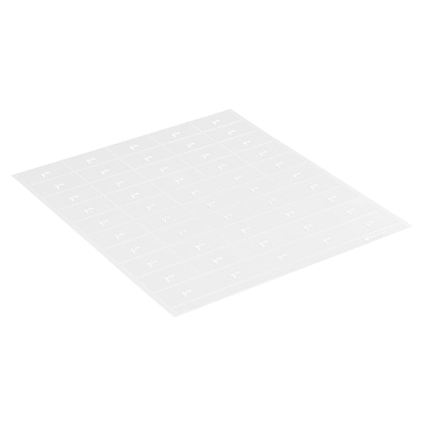 Restaurantware Label Tek Plastic Gin Label - Clear With White Font Water-Resistant - 2" X 1" - 100 Count Box
