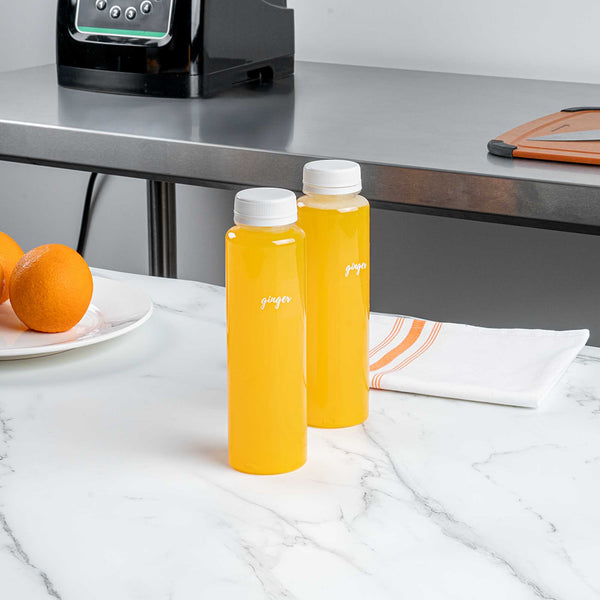 Restaurantware Label Tek Plastic Ginger Label - Clear With White Font Water-Resistant - 2" X 1" - 100 Count Box