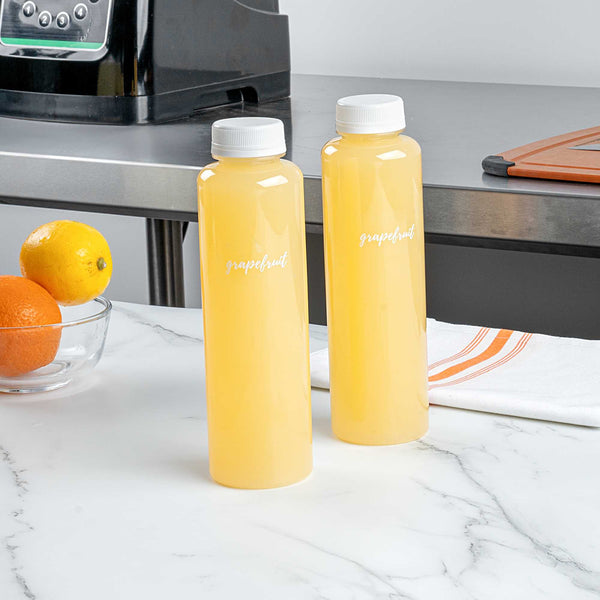 Restaurantware Label Tek Plastic Grapefruit Label - Clear With White Font Water-Resistant - 2" X 1" - 100 Count Box