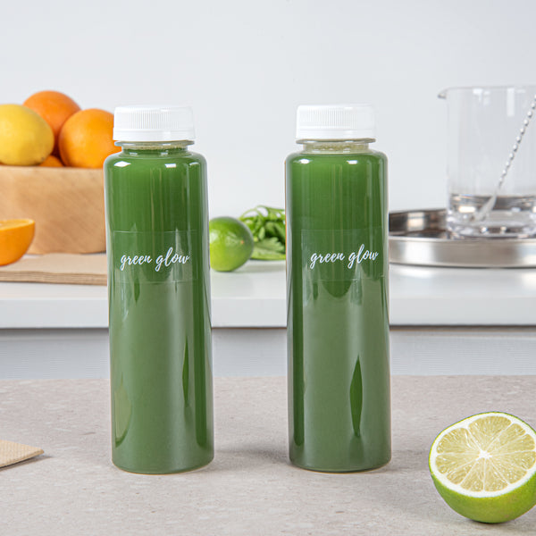 Restaurantware Label Tek Plastic Green Glow Label - Clear With White Font Water-Resistant - 2" X 1" - 100 Count Box