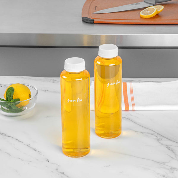 Restaurantware Label Tek Plastic Green Tea Label - Clear With White Font Water-Resistant - 2" X 1" - 100 Count Box