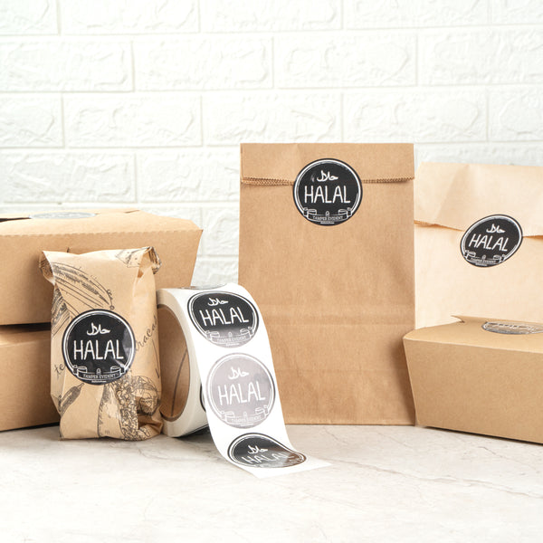 Restaurantware Label Tek Plastic Halal Label - Black With White Font Tamper-Evident - 2" X 2" - 500 Count Box