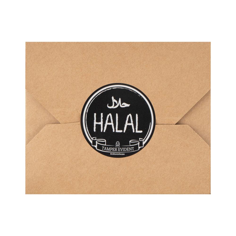 restaurantware Label Tek Plastic Halal Label - Black with White Font Tamper-Evident - 2" x 2" - 500 count box