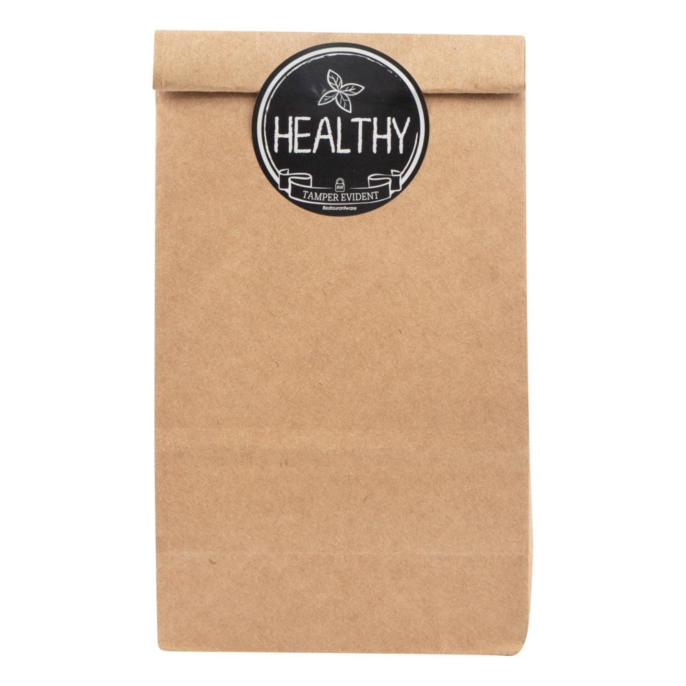 restaurantware Label Tek Plastic Healthy Label - Black with White Font Tamper-Evident - 2" x 2" - 500 count box