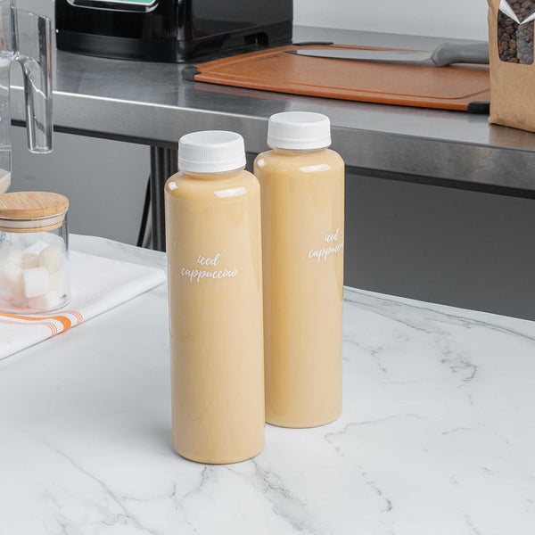 Restaurantware Label Tek Plastic Iced Cappuccino Label - Clear With White Font Water-Resistant - 2" X 1" - 100 Count Box