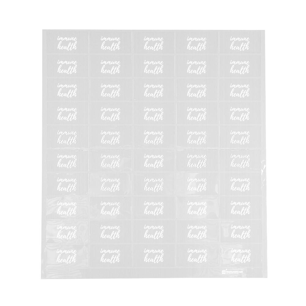 restaurantware Label Tek Plastic Immune Health Label - Clear with White Font Water-Resistant - 2" x 1" - 100 count box