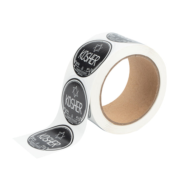 Restaurantware Label Tek Plastic Kosher Label - Black With White Font Tamper-Evident - 2" X 2" - 500 Count Box