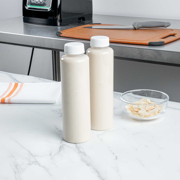 Restaurantware Label Tek Plastic Milk Label - Clear With White Font Water-Resistant - 2" X 1" - 100 Count Box