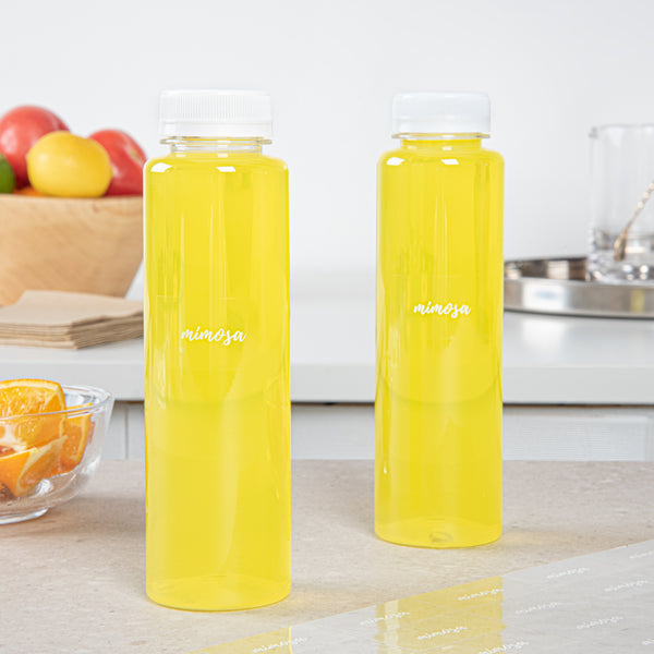 Restaurantware Label Tek Plastic Mimosa Label - Clear With White Font Water-Resistant - 2" X 1" - 100 Count Box