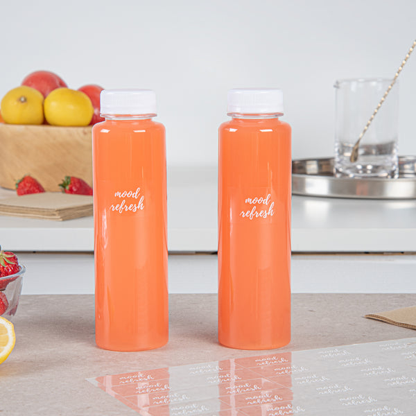 Restaurantware Label Tek Plastic Mood Refresh Label - Clear With White Font Water-Resistant - 2" X 1" - 100 Count Box