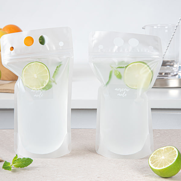 Restaurantware Label Tek Plastic Moscow Mule Label - Clear With White Font Water-Resistant - 2" X 1" - 100 Count Box