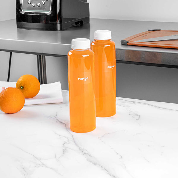 Restaurantware Label Tek Plastic Orange Label - Clear With White Font Water-Resistant - 2" X 1" - 100 Count Box