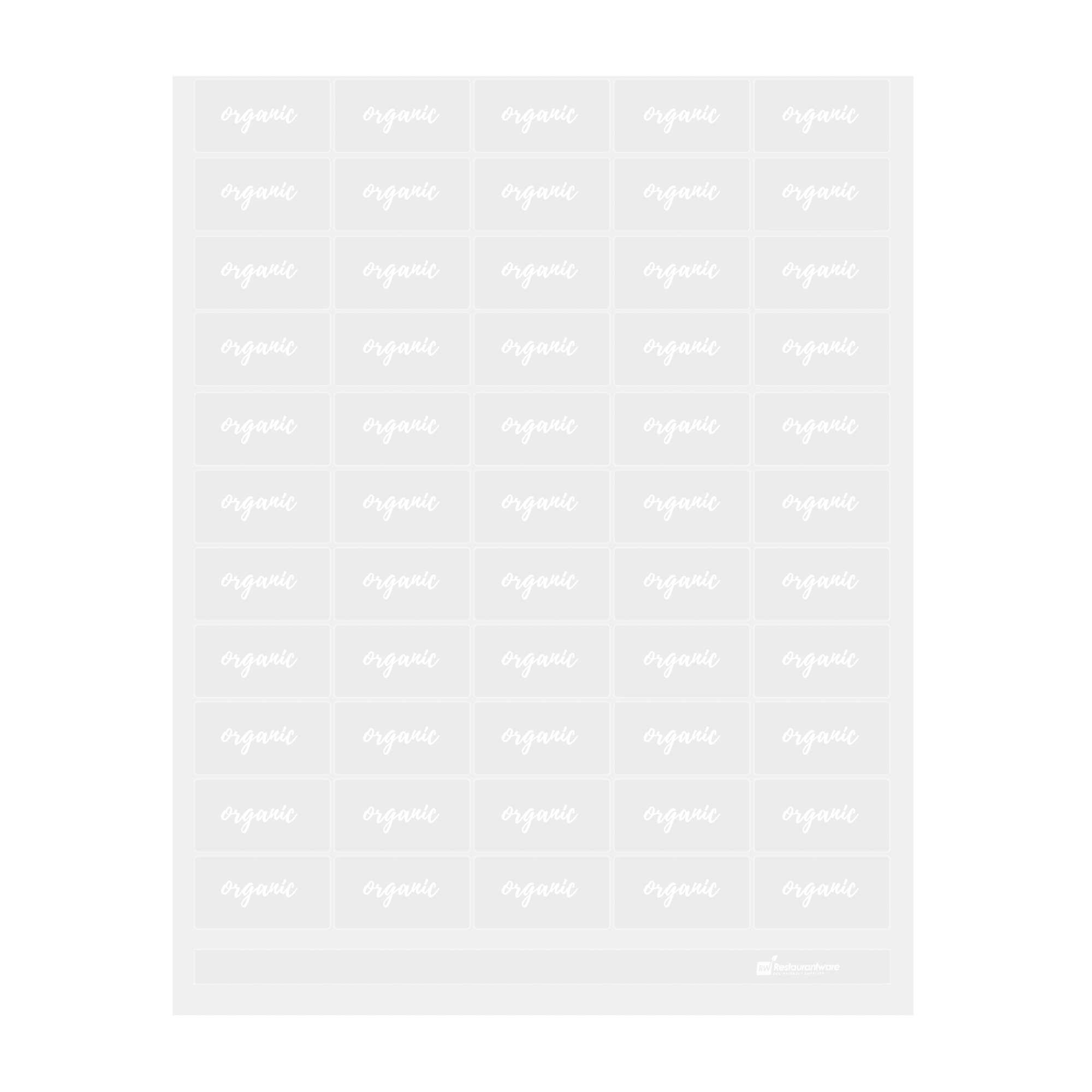restaurantware Label Tek Plastic Organic Label - Clear with White Font Water-Resistant - 2" x 1" - 100 count box