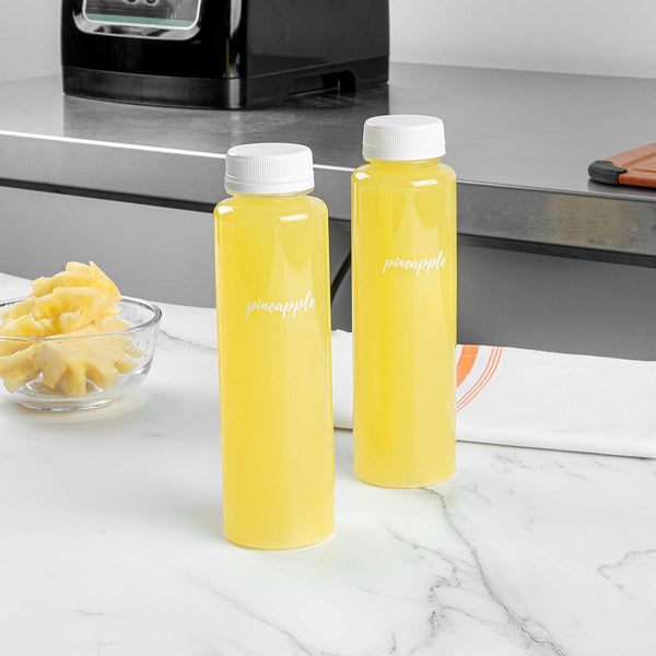 Restaurantware Label Tek Plastic Pineapple Label - Clear With White Font Water-Resistant - 2" X 1" - 100 Count Box