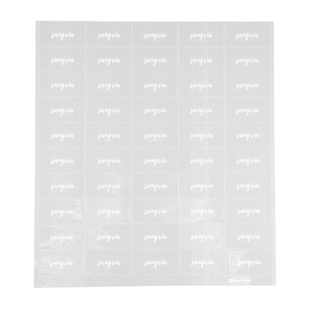 restaurantware Label Tek Plastic Sangria Label - Clear with White Font Water-Resistant - 2" x 1" - 100 count box