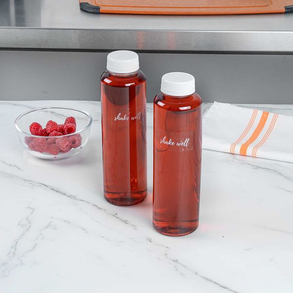 Restaurantware Label Tek Plastic Shake Well Label - Clear With White Font Water-Resistant - 2" X 1" - 100 Count Box