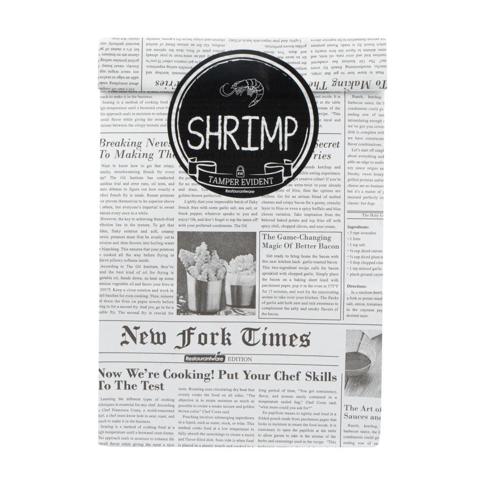 restaurantware Label Tek Plastic Shrimp Label - Black with White Font Tamper-Evident - 2" x 2" - 500 count box