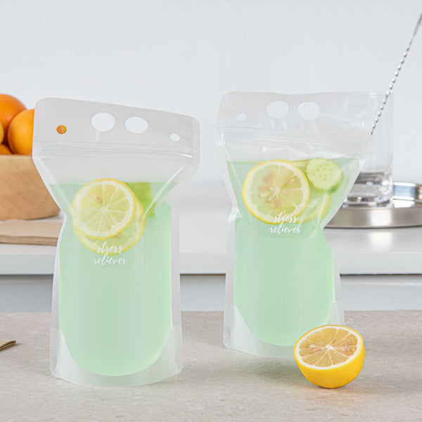 Restaurantware Label Tek Plastic Stress Reliever Label - Clear With White Font Water-Resistant - 2" X 1" - 100 Count Box