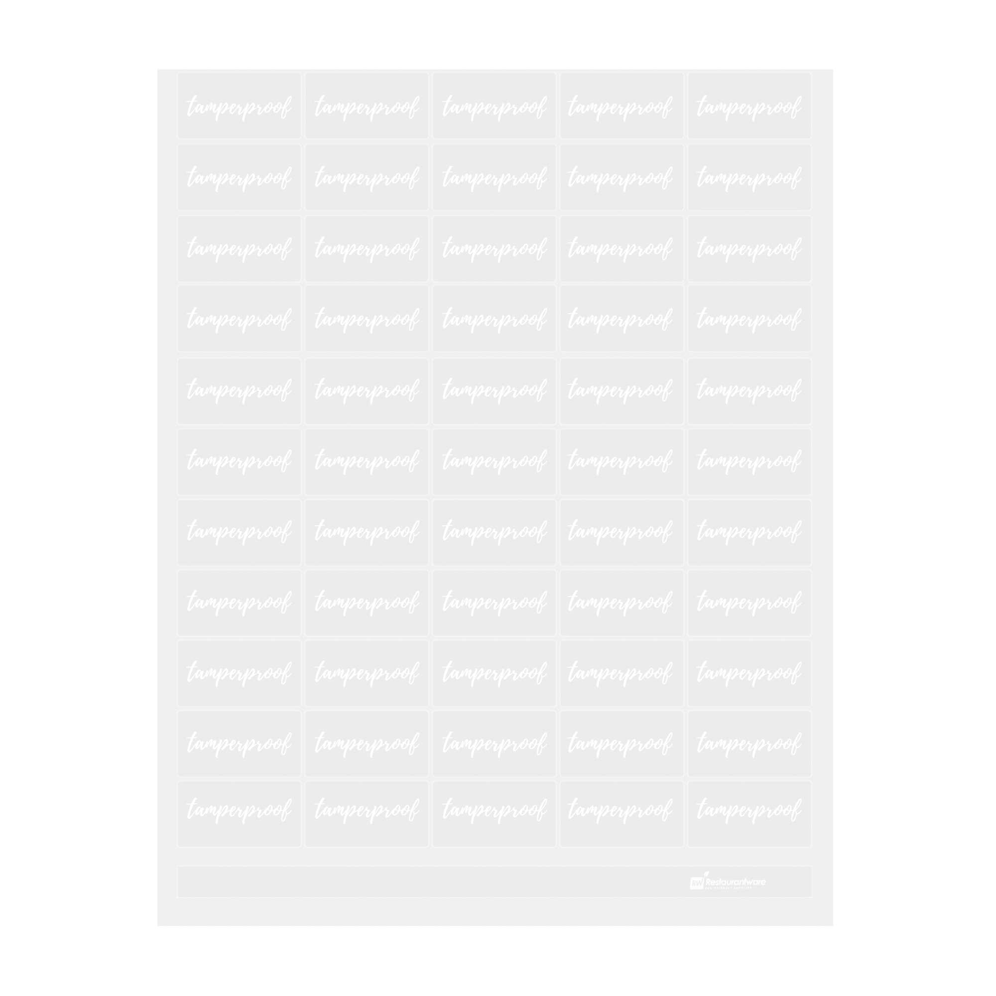 restaurantware Label Tek Plastic Tamperproof Label - Clear with White Font Water-Resistant - 2" x 1" - 100 count box