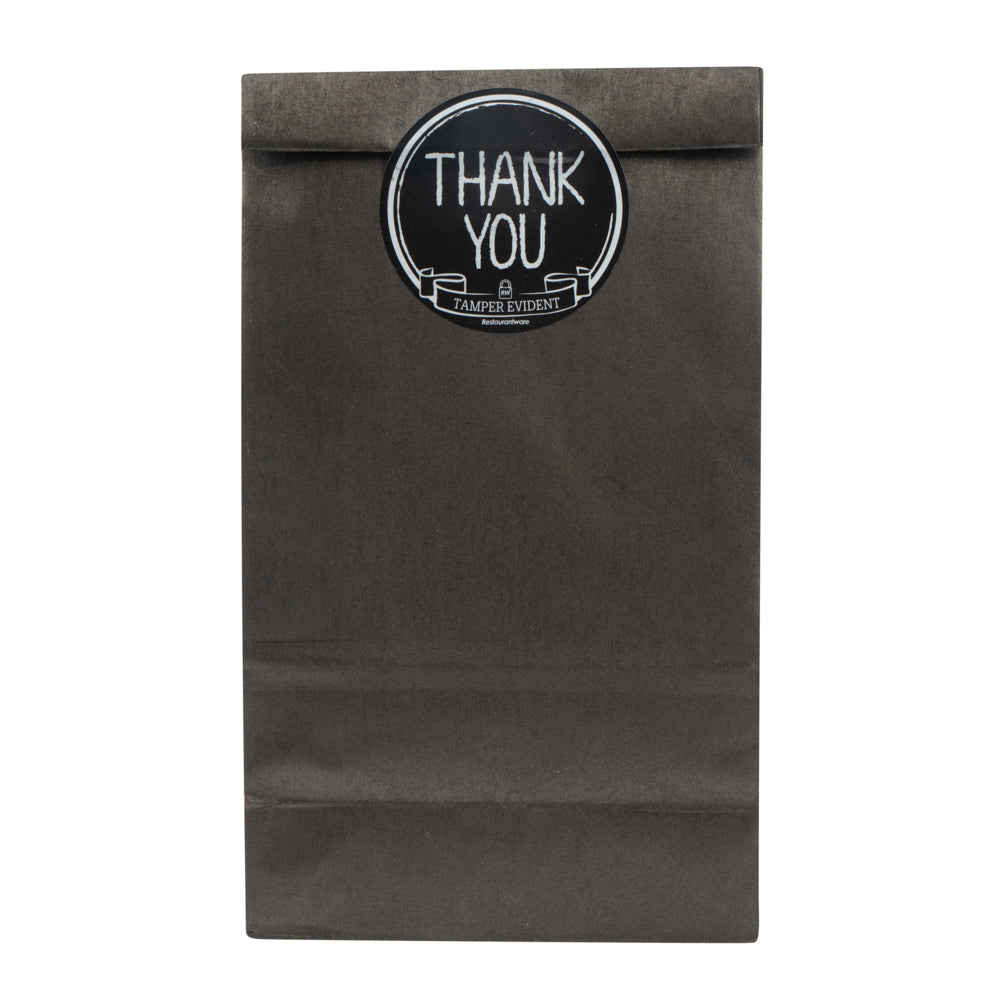 restaurantware Label Tek Plastic Thank You Label - Black with White Font Tamper-Evident - 2" x 2" - 500 count box