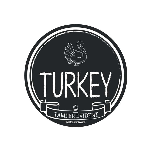 Restaurantware Label Tek Plastic Turkey Label - Black With White Font Tamper-Evident - 2" X 2" - 500 Count Box