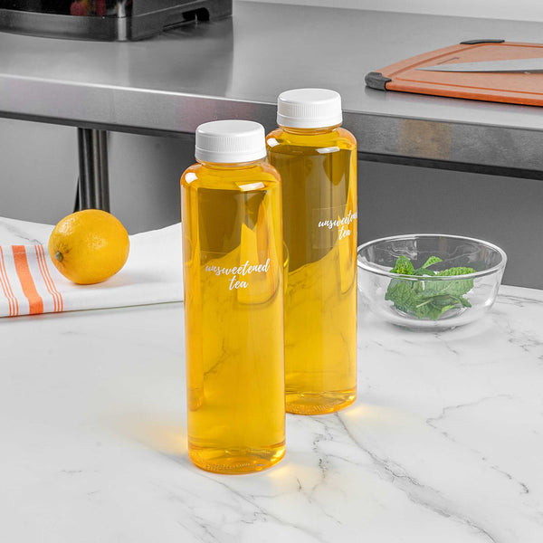 Restaurantware Label Tek Plastic Unsweetened Tea Label - Clear With White Font Water-Resistant - 2" X 1" - 100 Count Box