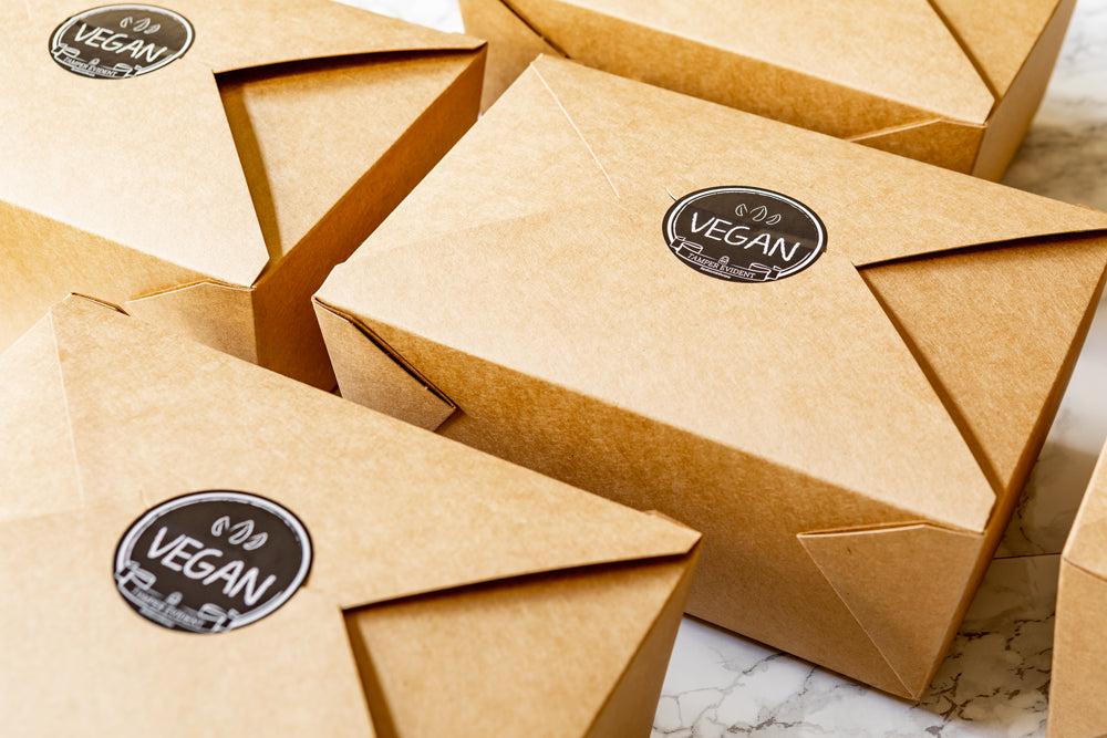 restaurantware Label Tek Plastic Vegan Label - Black with White Font Tamper-Evident - 2" x 2" - 500 count box