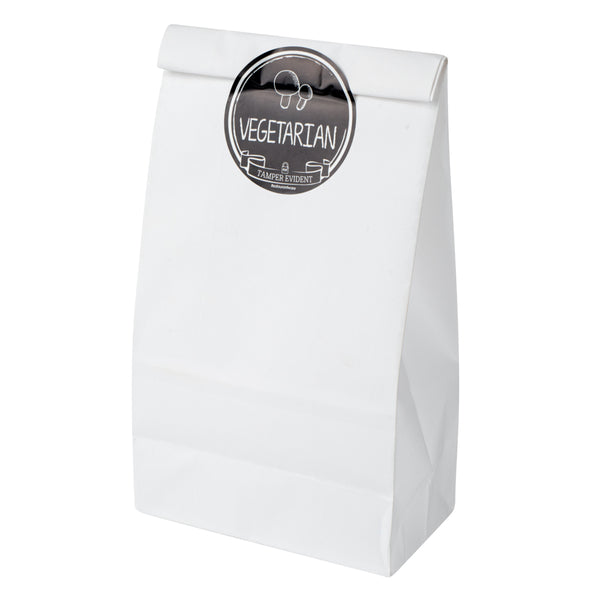 Restaurantware Label Tek Plastic Vegetarian Label - Black With White Font Tamper-Evident - 2" X 2" - 500 Count Box