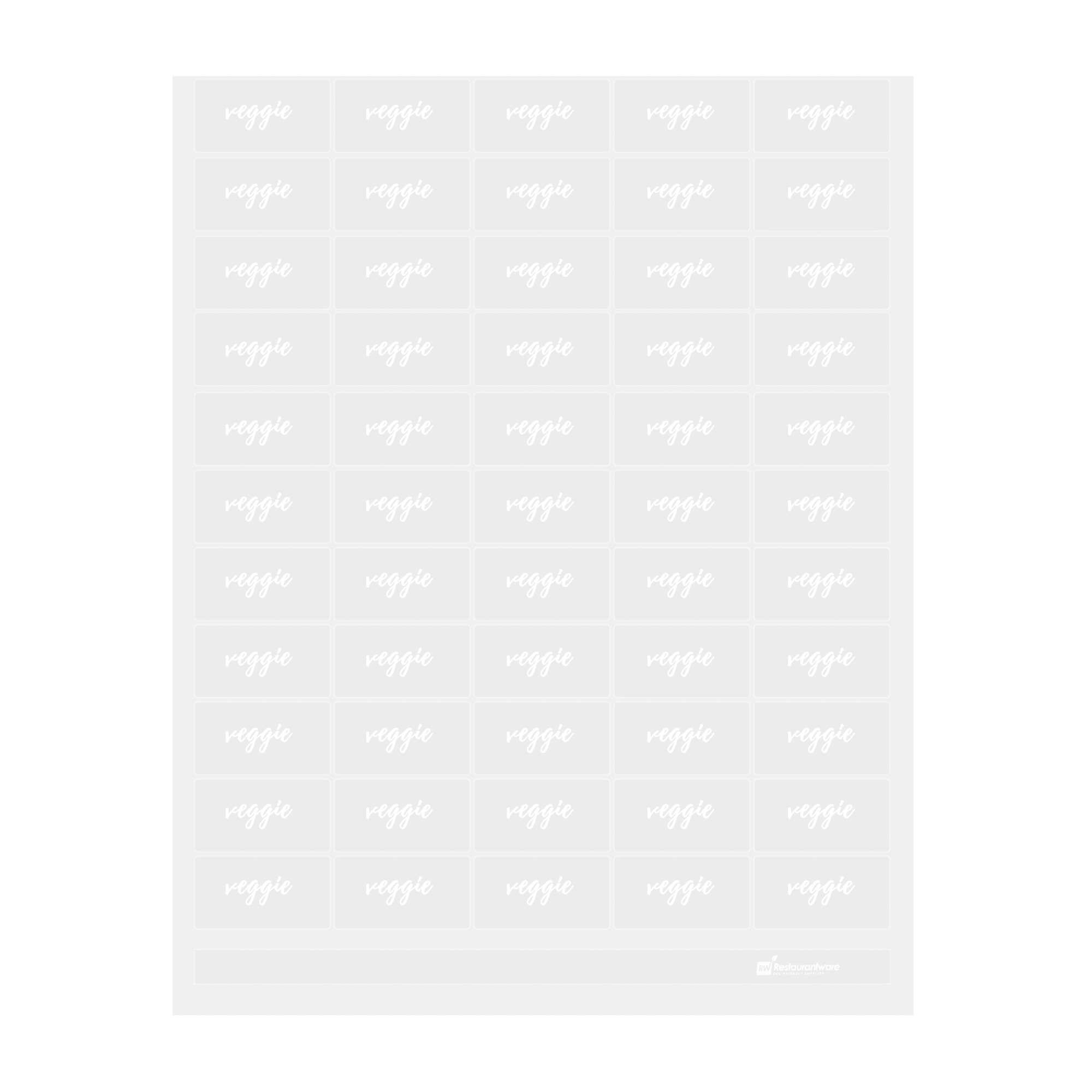 restaurantware Label Tek Plastic Veggie Label - Clear with White Font Water-Resistant - 2" x 1" - 100 count box