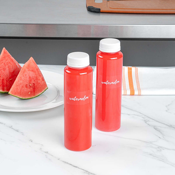 Restaurantware Label Tek Plastic Watermelon Label - Clear With White Font Water-Resistant - 2" X 1" - 100 Count Box