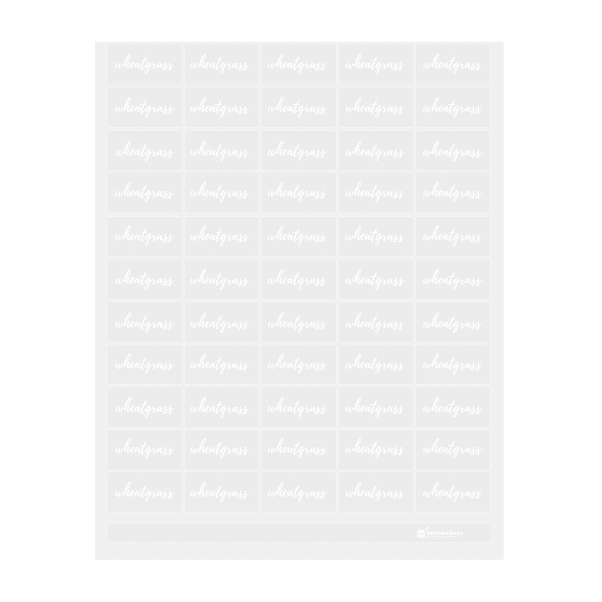 restaurantware Label Tek Plastic Wheatgrass Label - Clear with White Font Water-Resistant - 2" x 1" - 100 count box