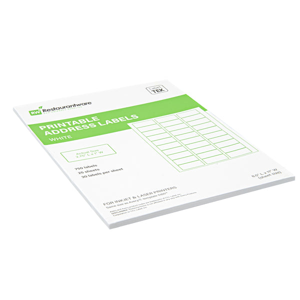 Restaurantware Label Tek White Paper Printable Address Label - 2 3/4" X 1" - 750 Labels