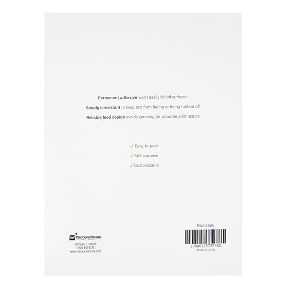 Restaurantware Label Tek White Paper Printable Address Label - 2 3/4" X 1" - 750 Labels