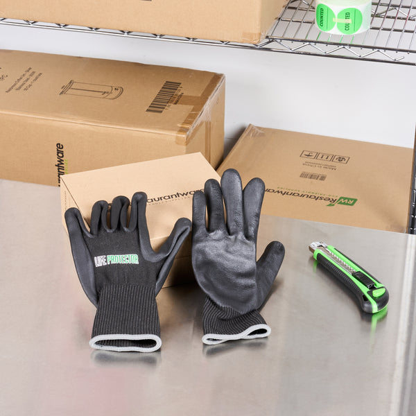 Restaurantware Life Protector Black HPPE Nylon / Spandex Extra Large Work Gloves - Ultra-Thin Foam Nitrile Palm Coating Cut-Resistant - Pair - 10 Count Box