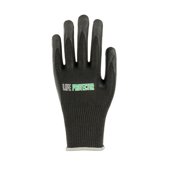 Restaurantware Life Protector Black HPPE Nylon / Spandex Extra Large Work Gloves - Ultra-Thin Foam Nitrile Palm Coating Cut-Resistant - Pair - 10 Count Box