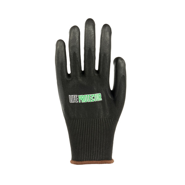 Restaurantware Life Protector Black HPPE Nylon / Spandex Large Work Gloves - With Ultra-Thin Foam Nitrile Palm Coating Cut-Resistant - Pair - 10 Count Box