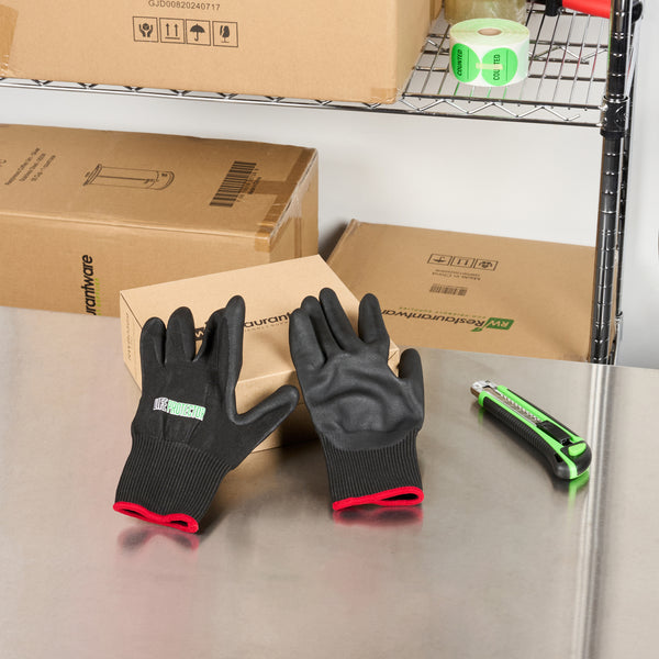 Restaurantware Life Protector Black HPPE Nylon / Spandex Small Work Gloves - With Ultra-Thin Foam Nitrile Palm Coating Cut-Resistant - Pair - 10 Count Box