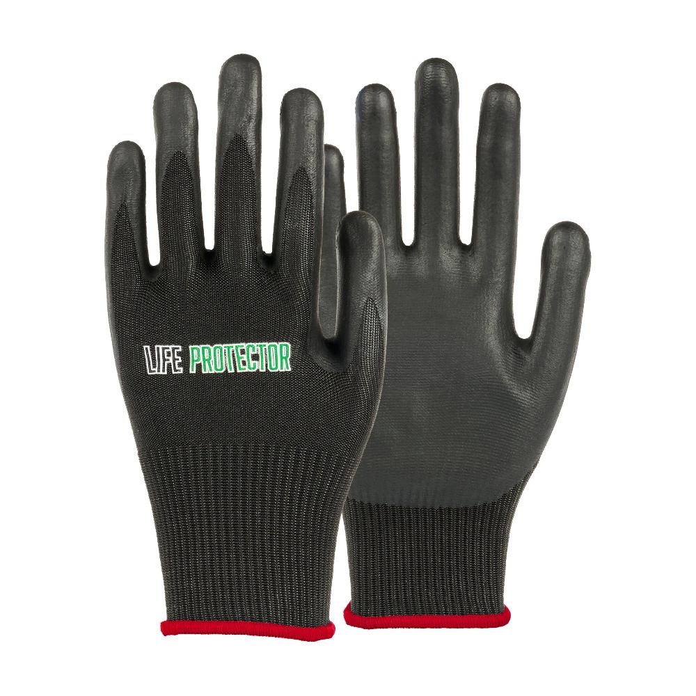 restaurantware Life Protector Black HPPE Nylon / Spandex Small Work Gloves - with Ultra-Thin Foam Nitrile Palm Coating Cut-Resistant - Pair - 10 count box