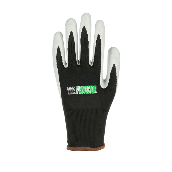 Restaurantware Life Protector Black Nitrile Large Work Gloves - With Foam Nitrile Palm Coating - Pair - 10 Count Box